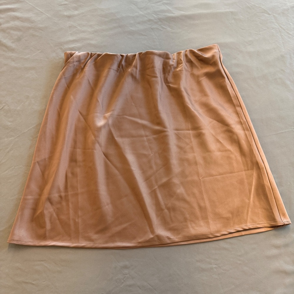 Nasty Gal Collection Bronze Satin Mini Skirt‎ Elastic Waist Copper Brown US 10